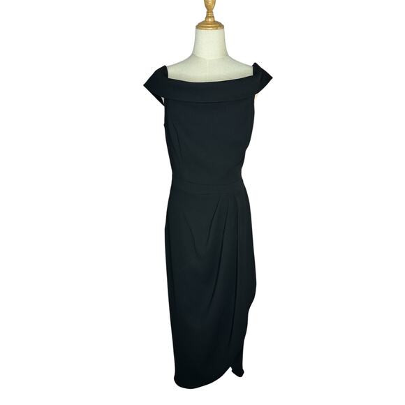 BHLDN Anthropologie Thompson Black Off Shoulder Crepe Dress Plus Size 14 - Picture 4 of 12